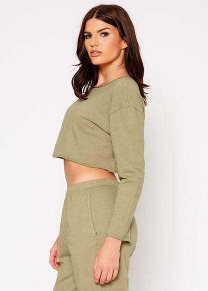 Cropped Scoop Neck Terry Sweatshirt