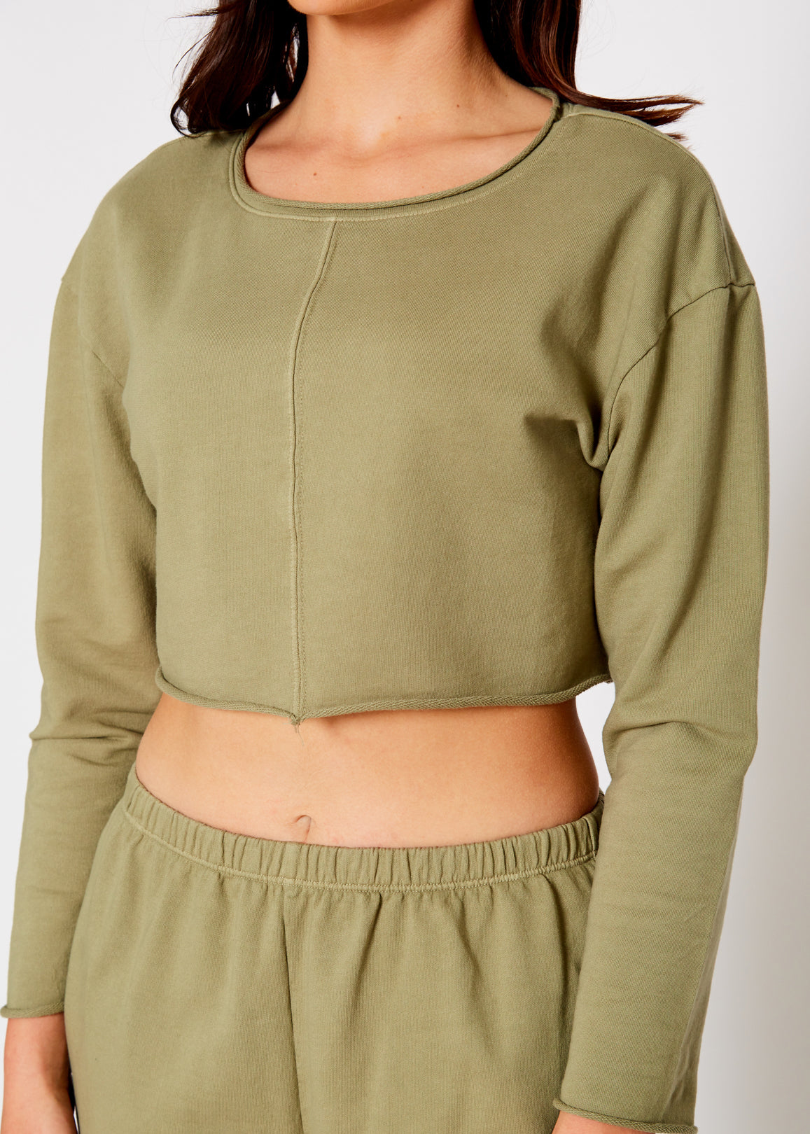 Cropped Scoop Neck Terry Sweatshirt