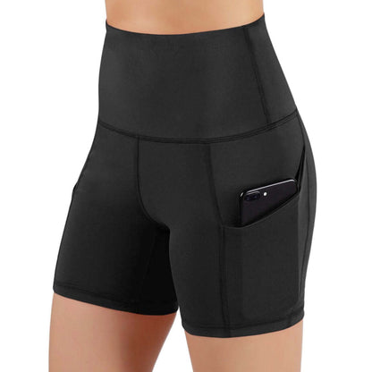 High Waist Athletic Shorts with Hip Pockets