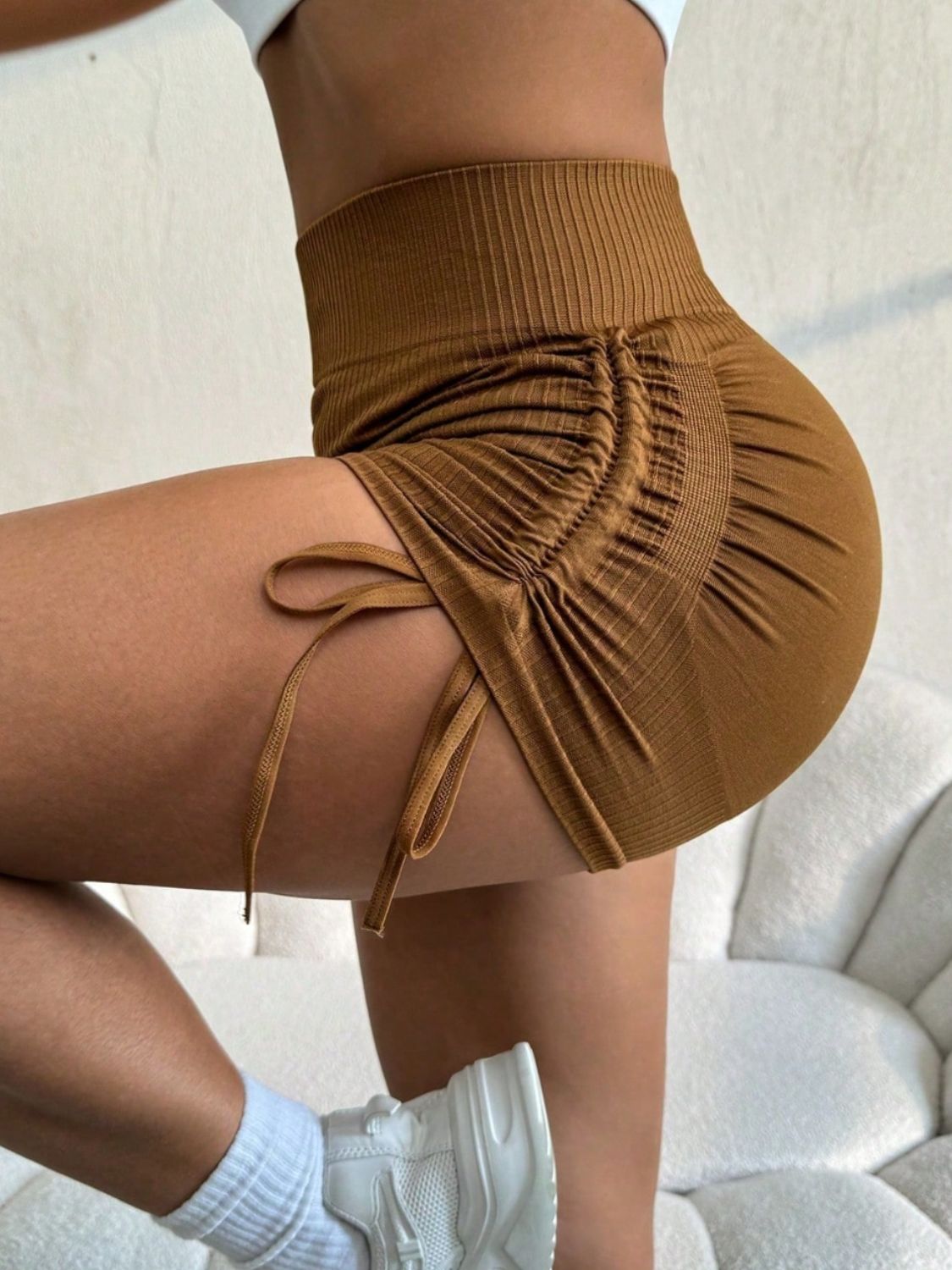 Drawstring High Waist Shorts