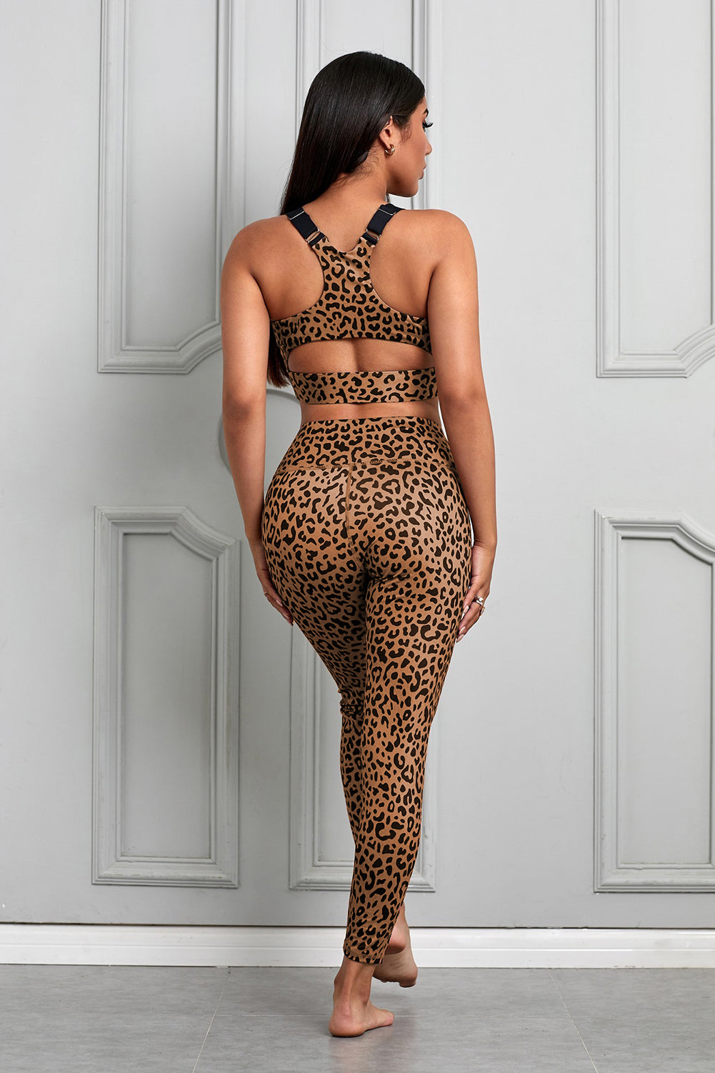 Cheetah Print Sport Bra Pants Set