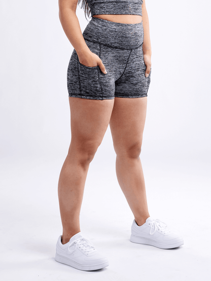 High Waist Athletic Shorts with Side Pockets