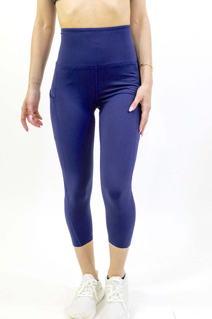 High-Waisted Capri Leggings with Hip Pockets