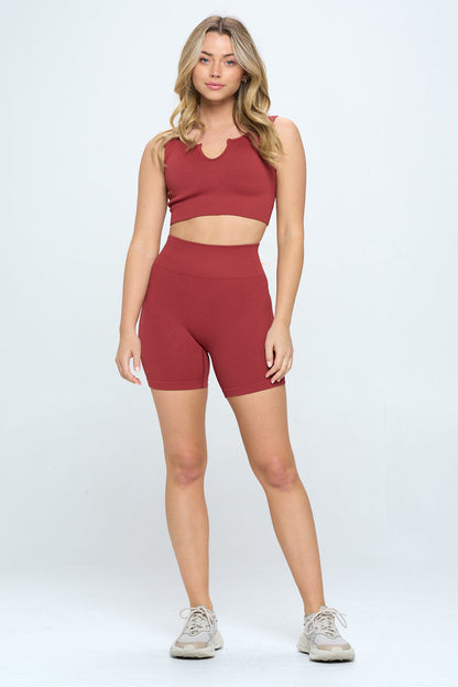 Seamless Ribbed Tank Top & Biker Shorts