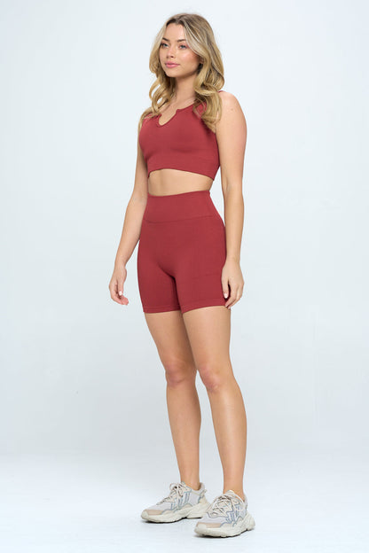 Seamless Ribbed Tank Top & Biker Shorts