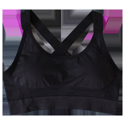 Sports Bra Padded Elastic Straps Cross Back