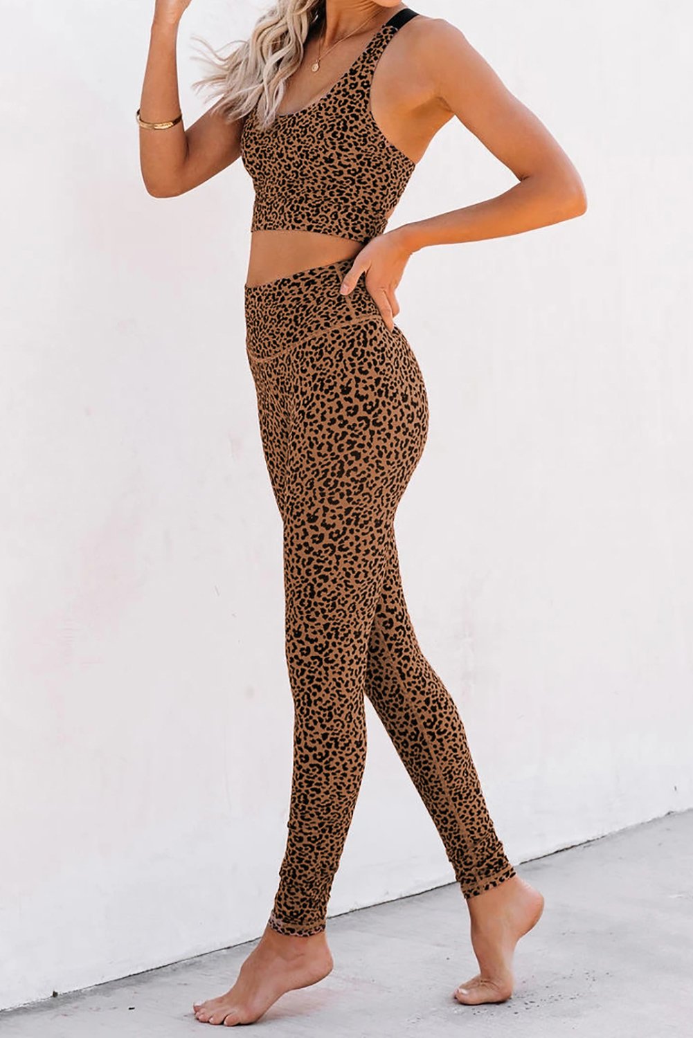 Cheetah Print Sport Bra Pants Set