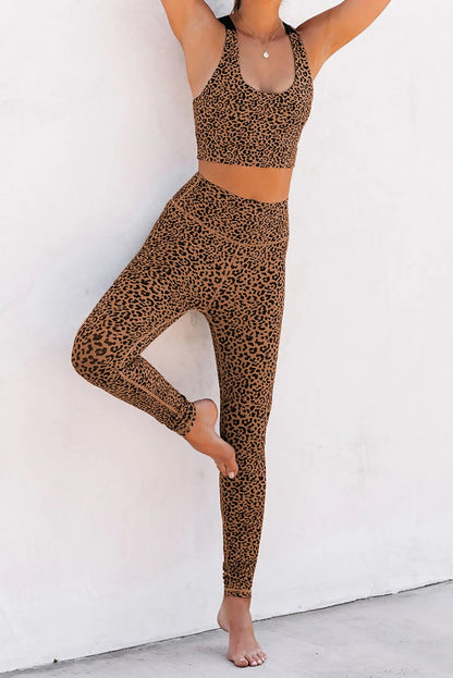 Cheetah Print Sport Bra Pants Set