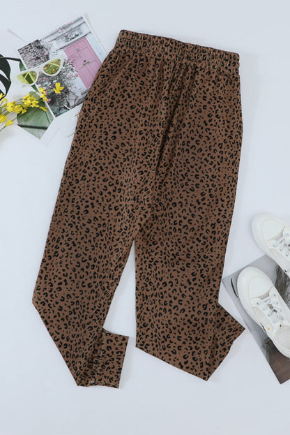 Brown Breezy Leopard Joggers