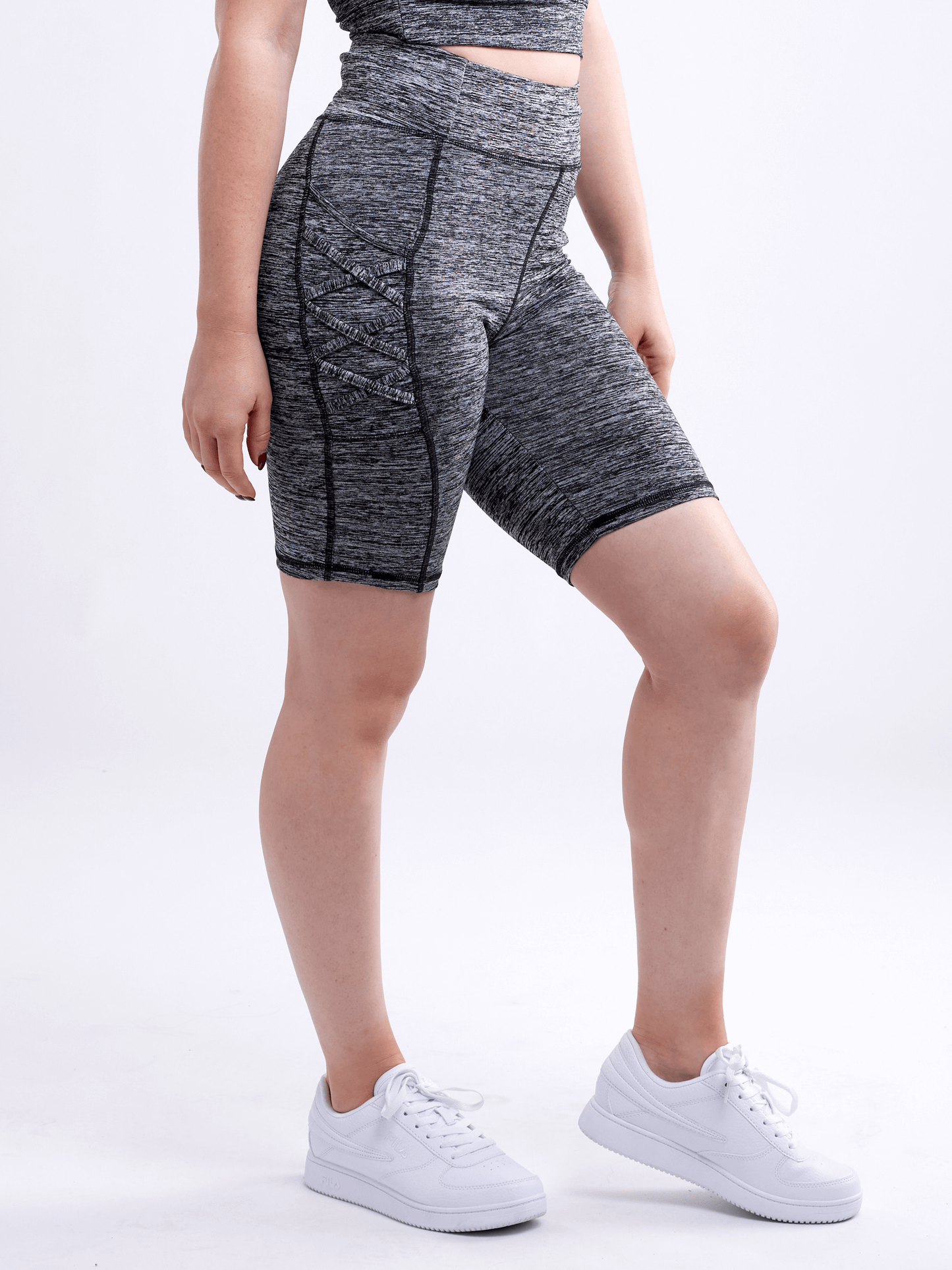 High Waist Criss Cross Shorts with Pockets