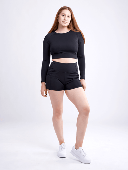 High Waist Athletic Shorts with Side Pockets