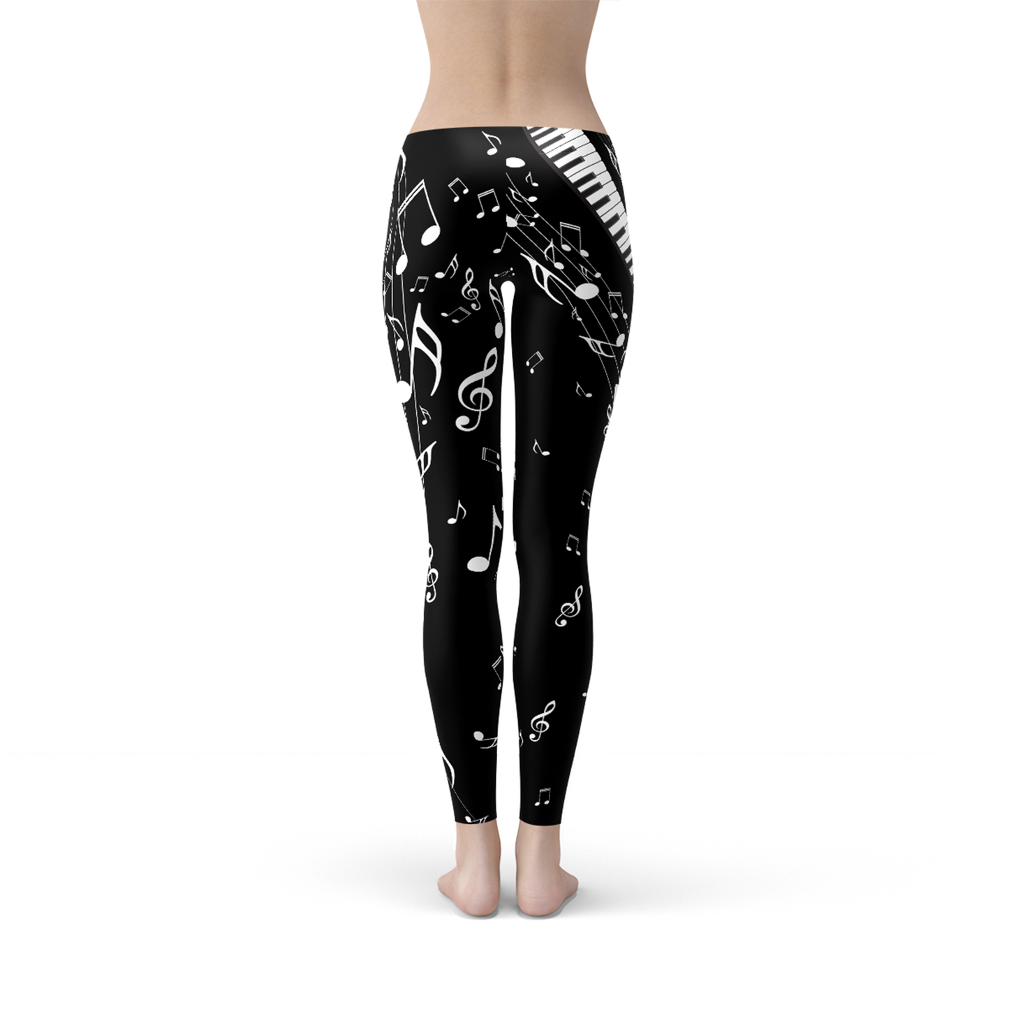 Piano Notes Black Leggings