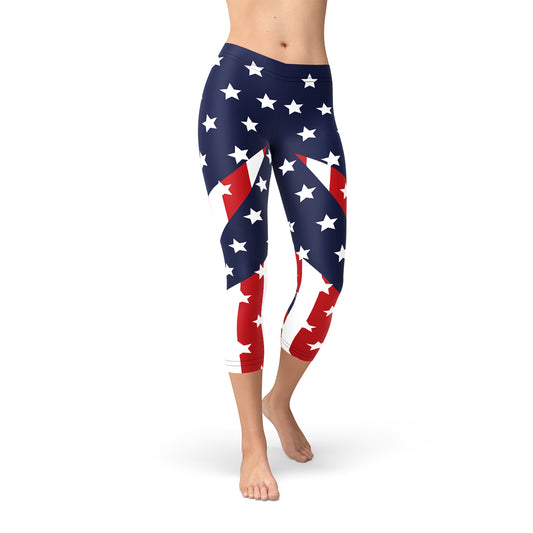 American Flag Capri Leggings