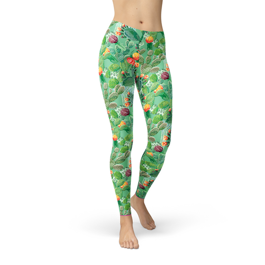Green Cactus Leggings