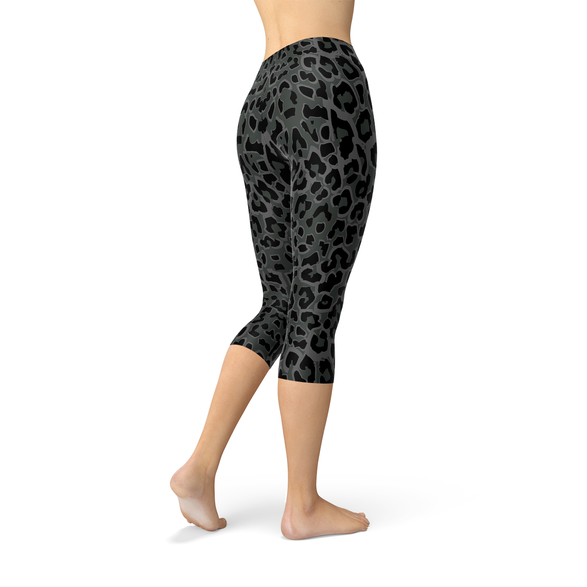 Black Leopard Spots Capri Leggings