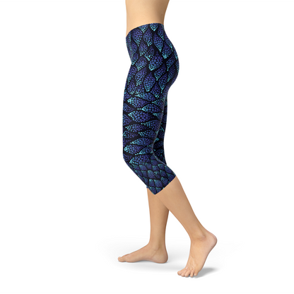 Blue Mermaid Capri Leggings