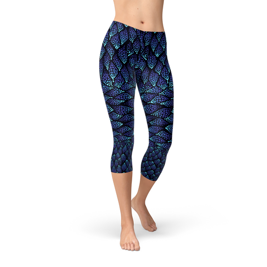 Blue Mermaid Capri Leggings