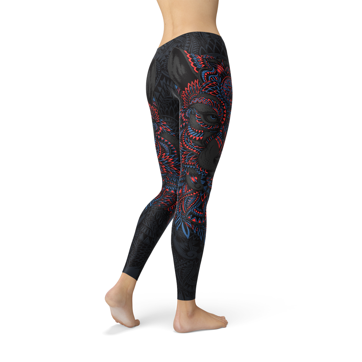 Oriental Black Wolf Leggings