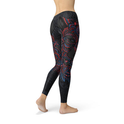 Oriental Black Wolf Leggings