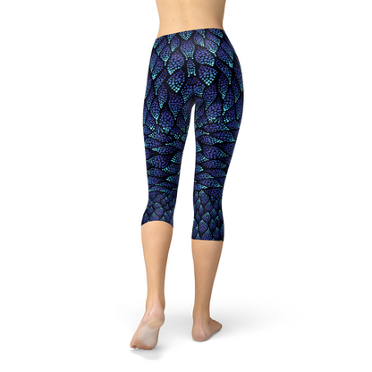 Blue Mermaid Capri Leggings