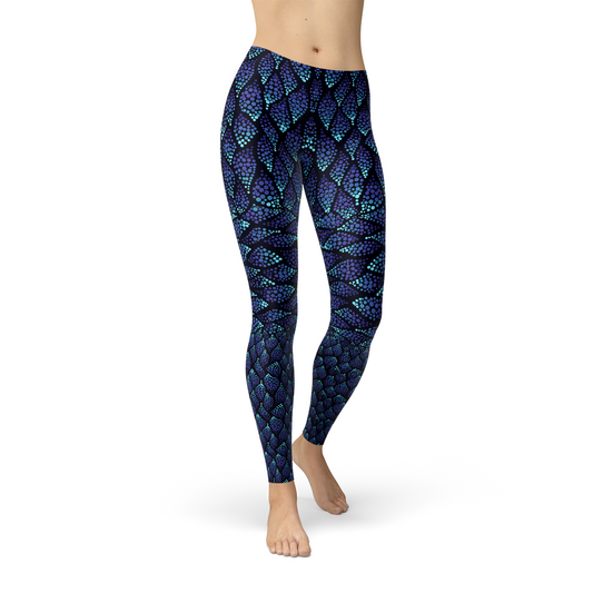 Blue Mermaid Scale Leggings