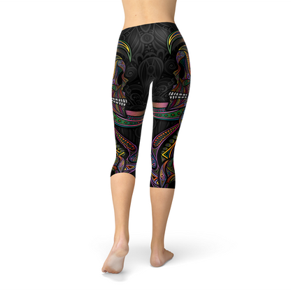 Sugar Skull Capri Leggings