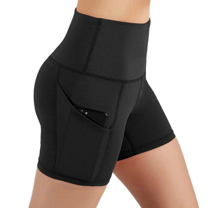 High Waist Athletic Shorts with Hip Pockets