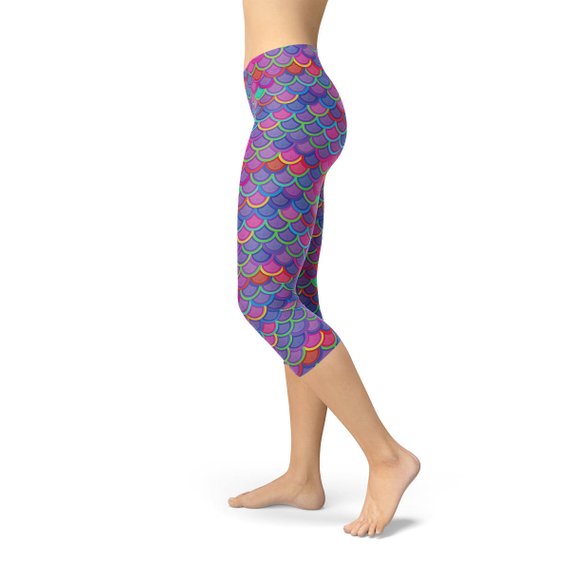 Purple & Pink Mermaid Capri Leggings