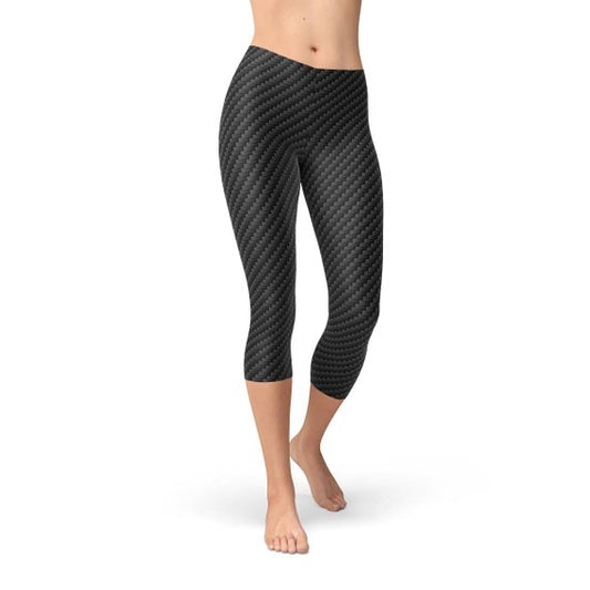 Black Carbon Fiber Capri Leggings