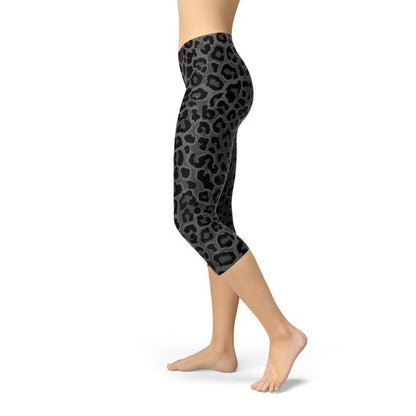 Black Leopard Spots Capri Leggings