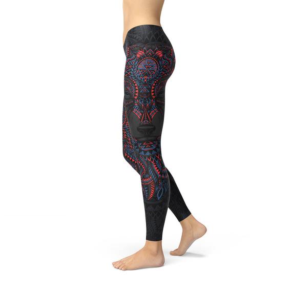 Oriental Black Wolf Leggings