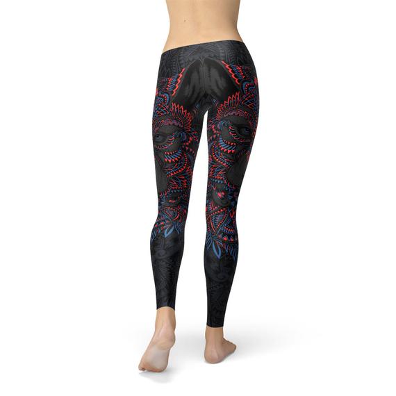 Oriental Black Wolf Leggings