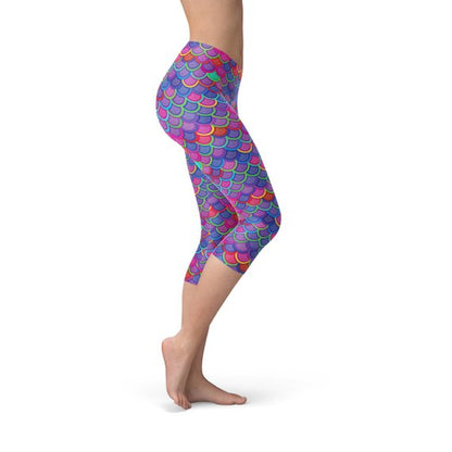 Purple & Pink Mermaid Capri Leggings