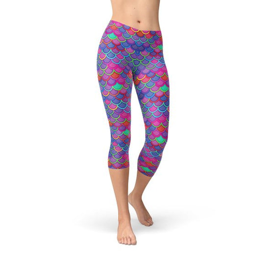 Purple & Pink Mermaid Capri Leggings