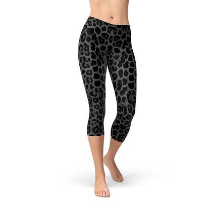 Black Leopard Spots Capri Leggings