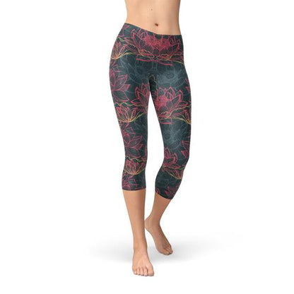 Floral Lotus Capri Leggings