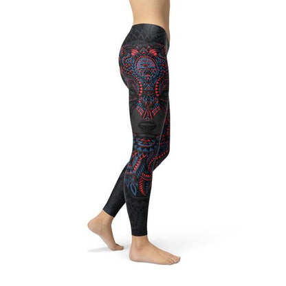 Oriental Black Wolf Leggings