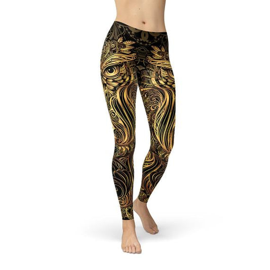 Golden Ornament Owl Leggings