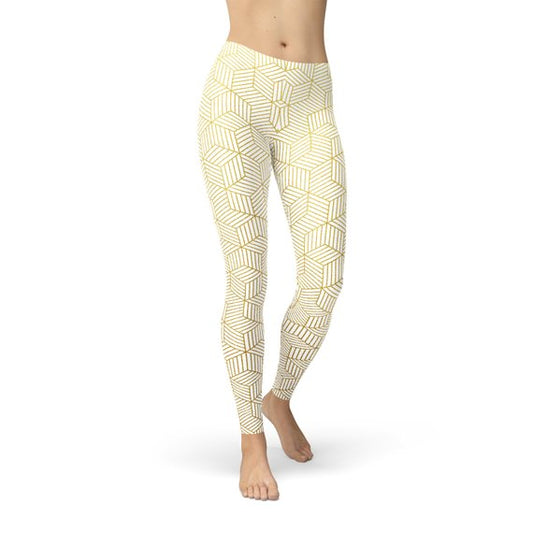White Leggings w/ Geometric Cubes