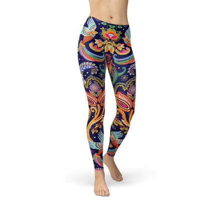 Ornamental Blue Paisley Leggings