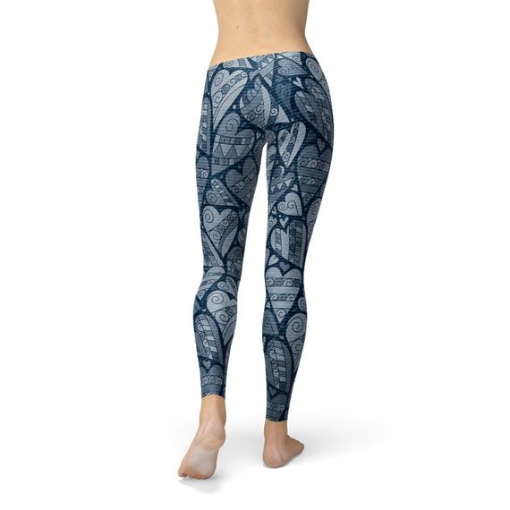 Blue Hearts on Leggings