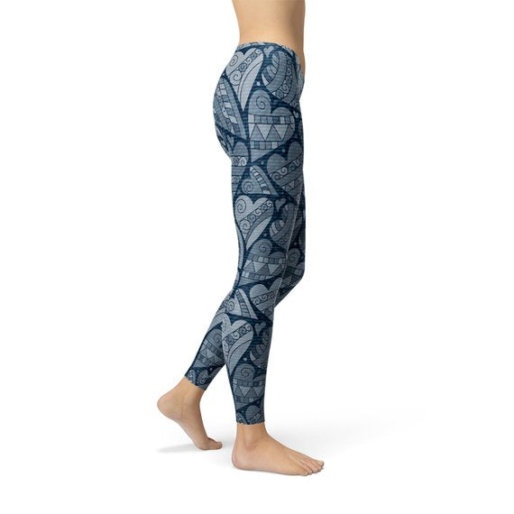 Blue Hearts on Leggings